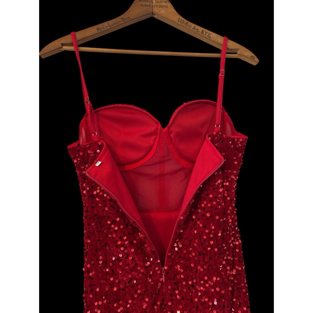 Full length Red sequin velour event/party dress - Picture 7 of 8